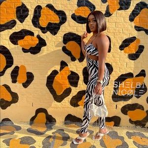 Zebra cut out jumpsuit | small